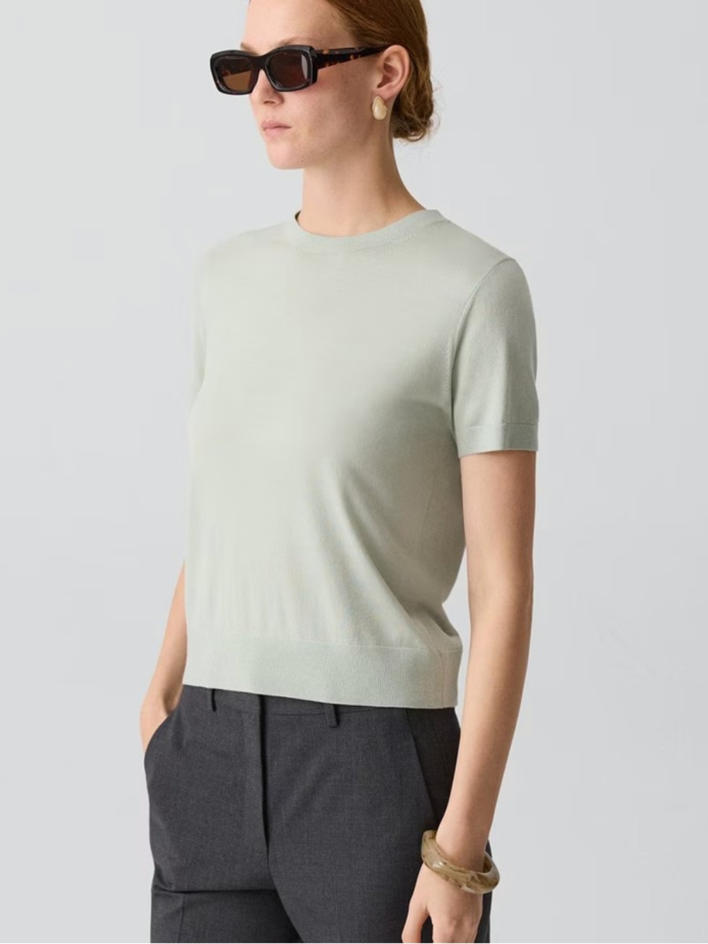 Theory Basic Tee in Regal Wool - Picture 2 of 7